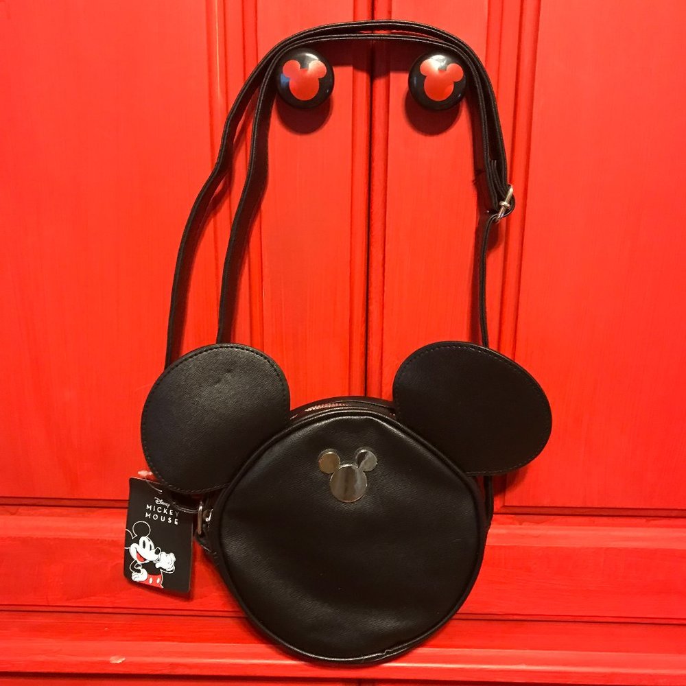 Disney Mickey Mouse Ears black leather purse NWT adjustable strap shoulder bag